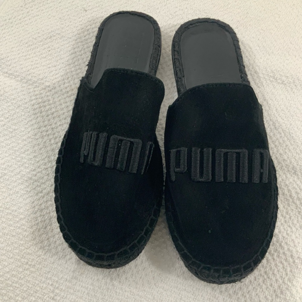 PUMA Black Suede Slip-On Shoes
